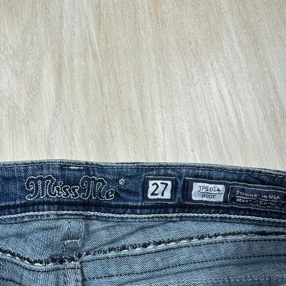 Miss Me Medium Wash Bootcut Jeans Western Cowgirl Stitch Flap Pockets Denim 27 - Picture 9 of 16